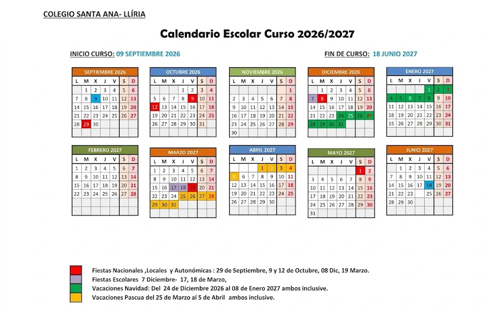 CALENDARIO 2026-27